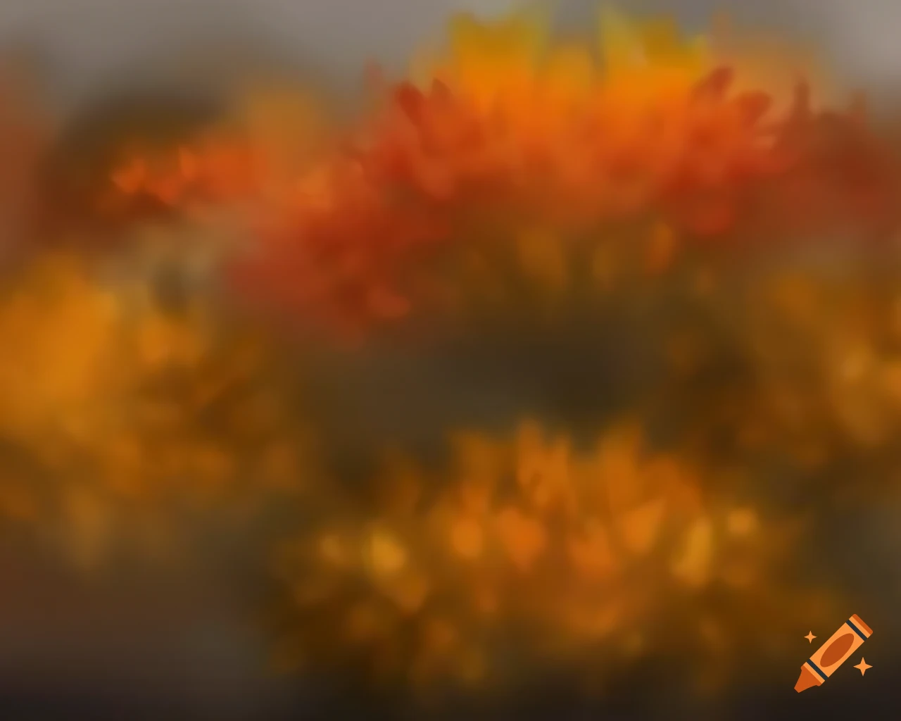 Watercolor autumn bush in rainbow shades, storybook style