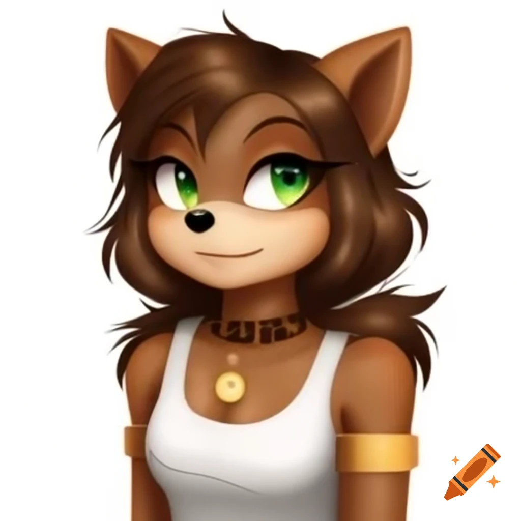 Sonic-style badger girl character with brown fur and accessories