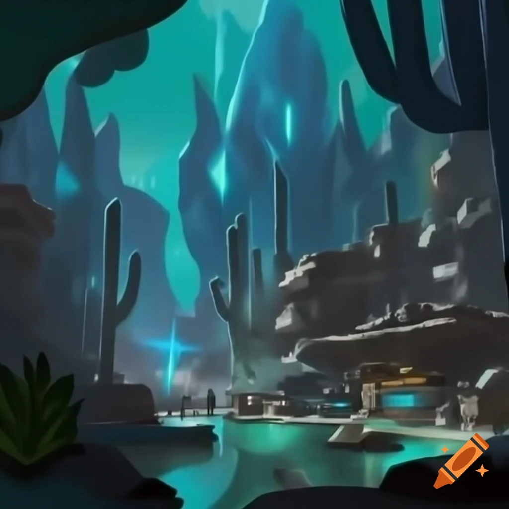 Futuristic cityscape with neon clouds and ethereal figures on craiyon