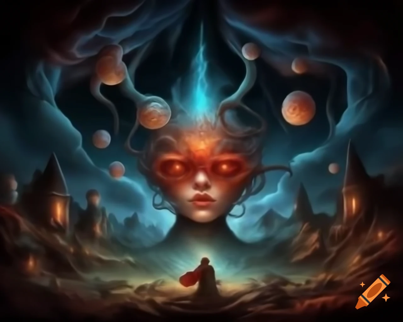 Surreal fantasy illustration in strange and unique style by Greg Rutkowski