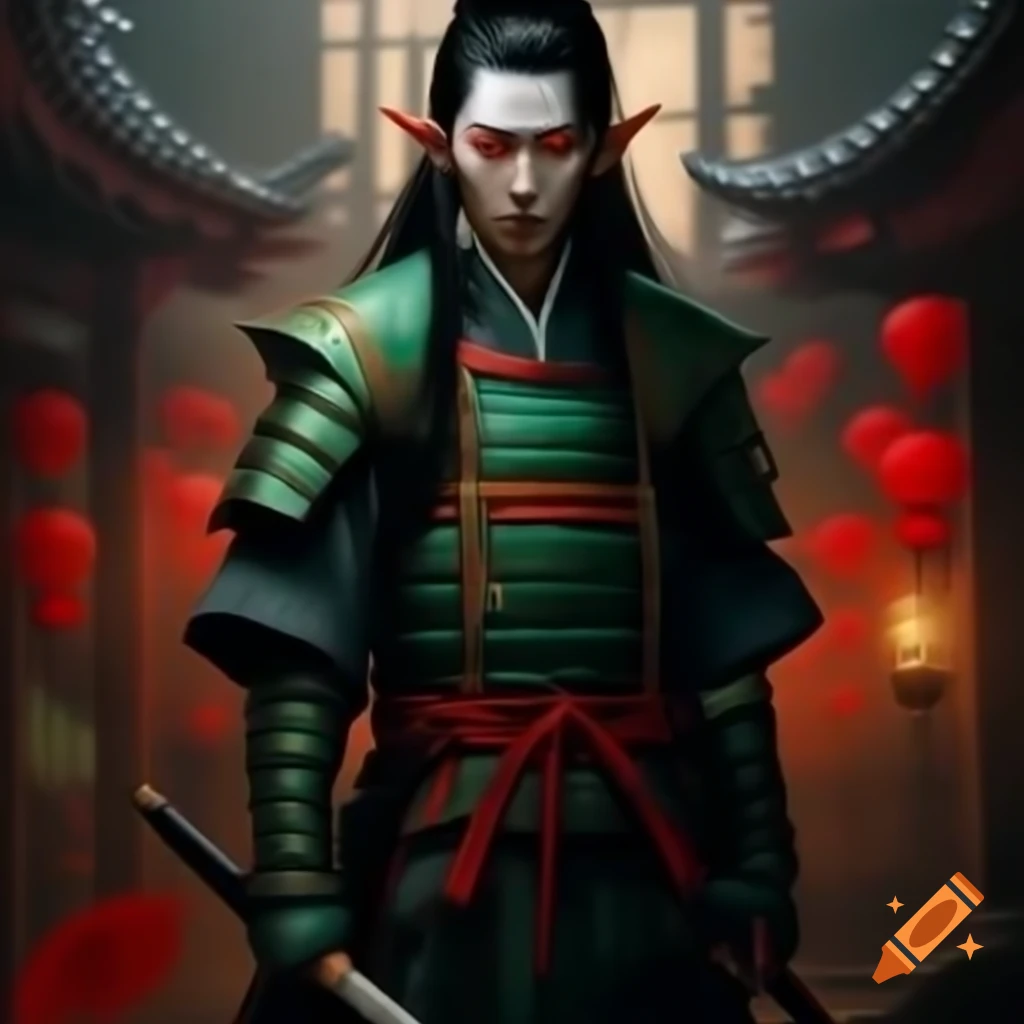 Korean vampire elf samurai character design