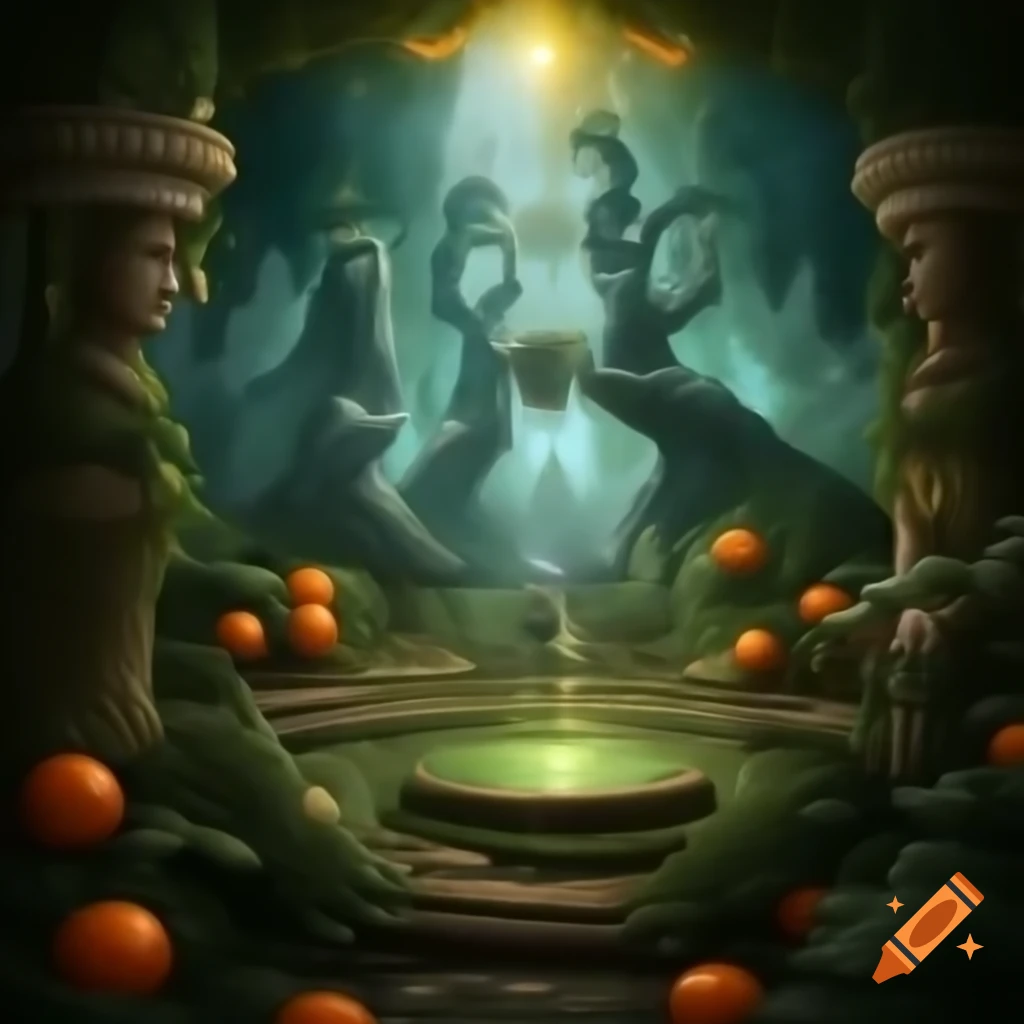 Intricate digital painting of an enchanted forest in Baroque style at twilight