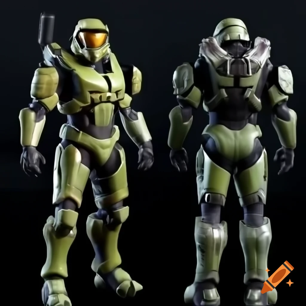 Master Chief and Gears of War armor combination in full body views