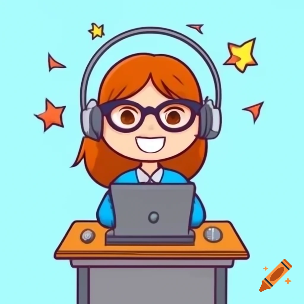 Comic Depiction Of A Girl With Glasses In Front Of A Computer Looking comic-depiction-of-a-girl-with-glasses-in-front-of-a-computer-looking
