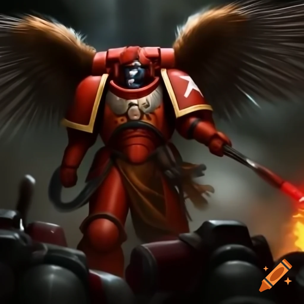 Space Marine Blood Angels with flamethrower