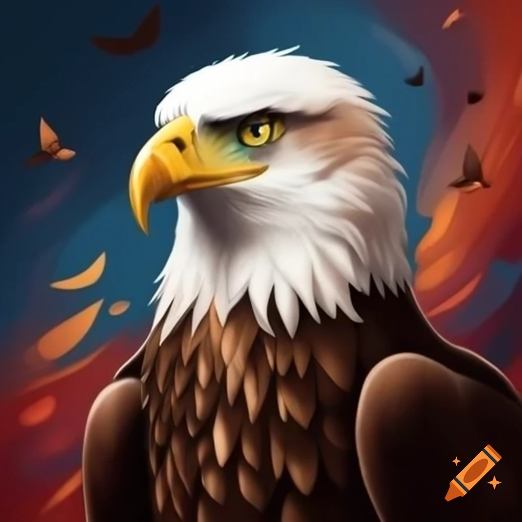 Eagle wearing a monocle, artistic illustration