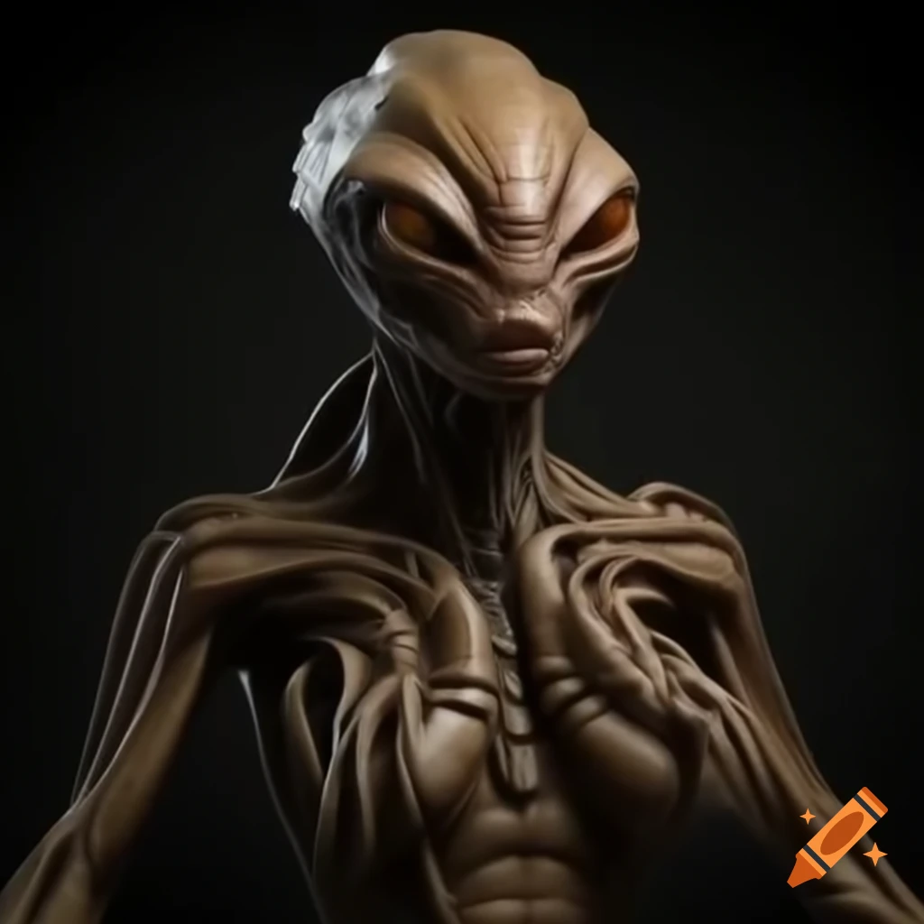 Realistic humanoid alien female character in spandex bodysuit with centipede features