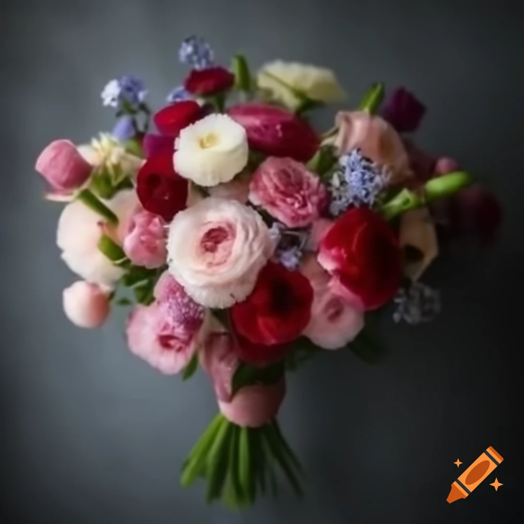Flower bouquet on grey background