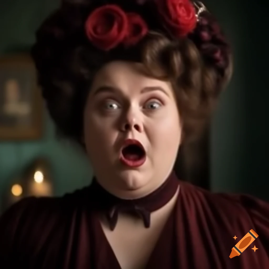 Surprised expression of a beautiful Victorian lady