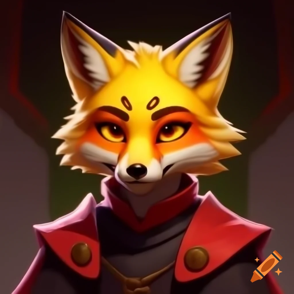 Yellow fox fursona styled as a Sith Lord