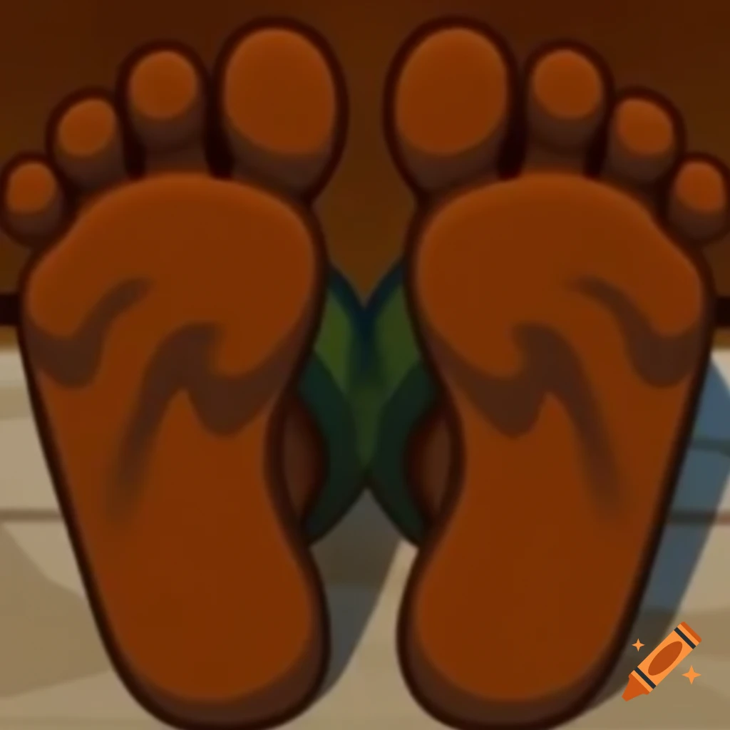 Close-up of Robin Hood's large feet from Disney interpretation