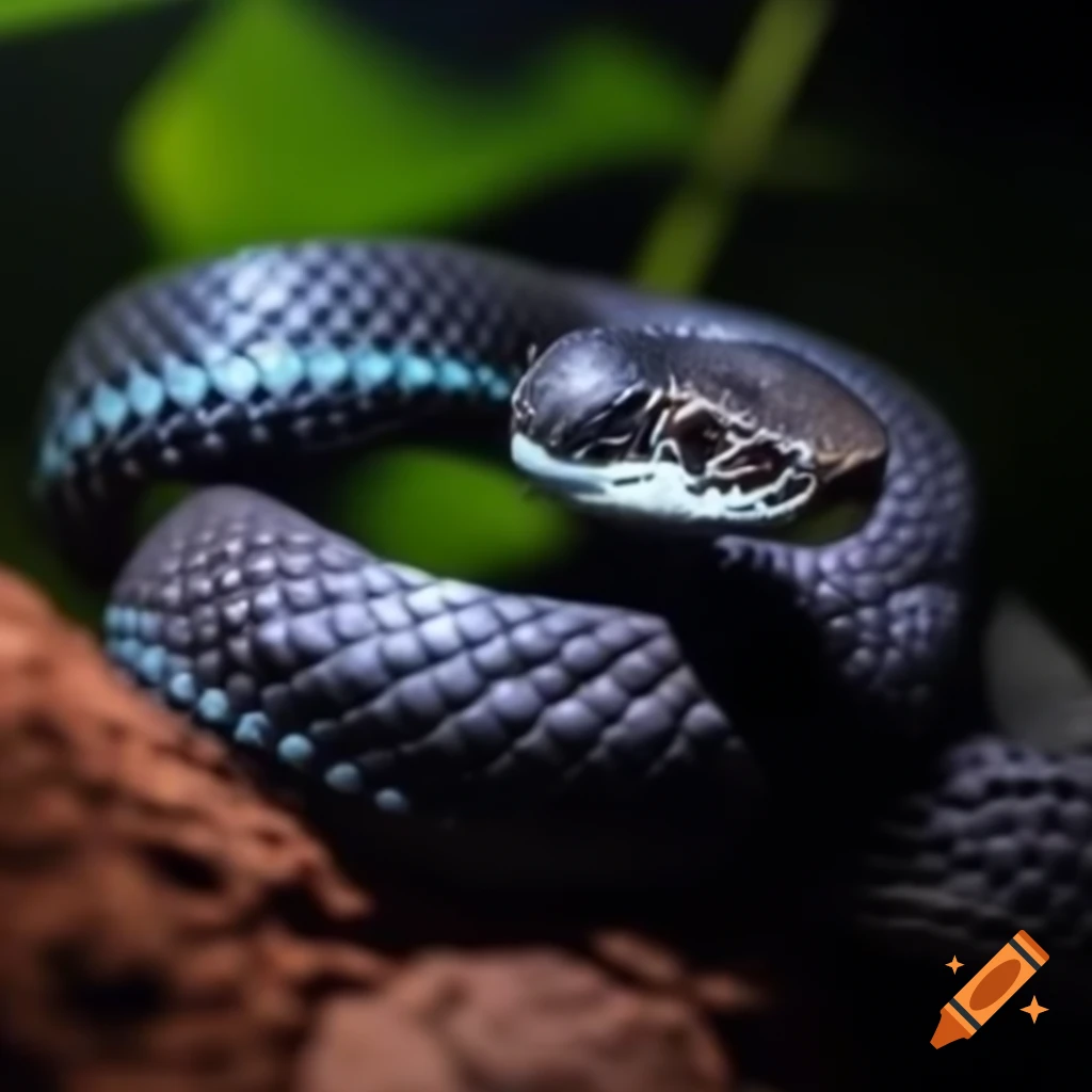 Black adder snake in a nocturnal setting