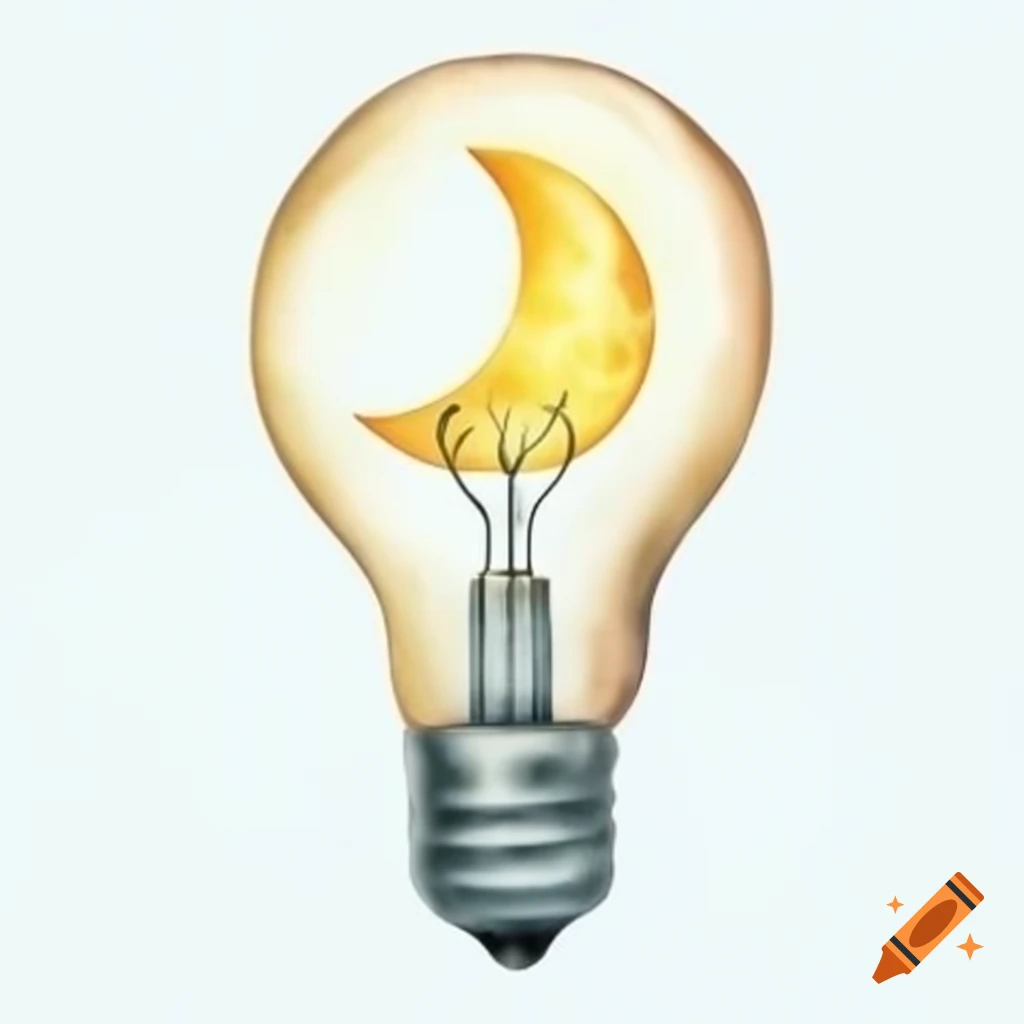Light bulb containing crescent moon design