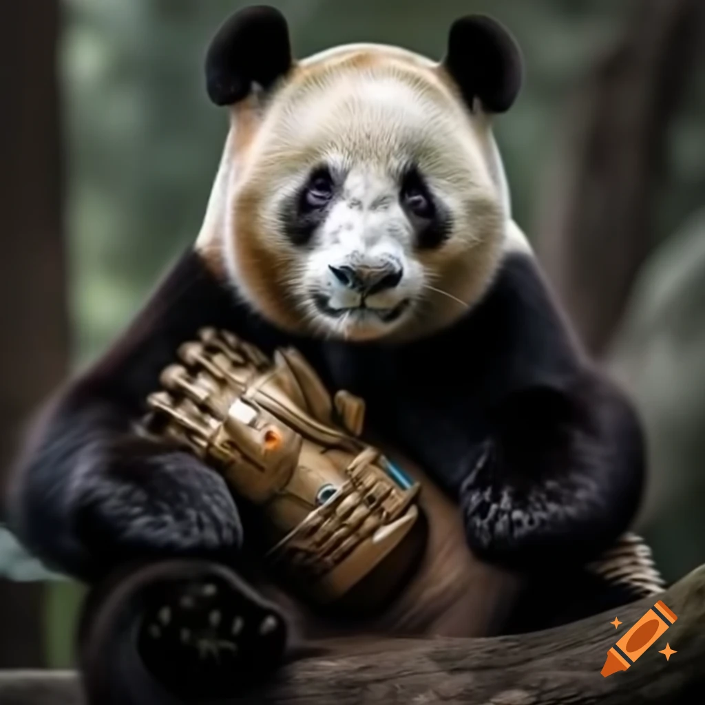 Panda holding the Infinity Gauntlet