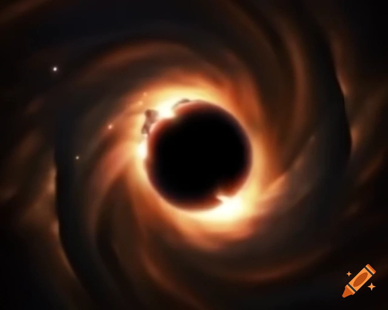 Realistic black hole in star-filled space with raytracing and anamorphic lens flare