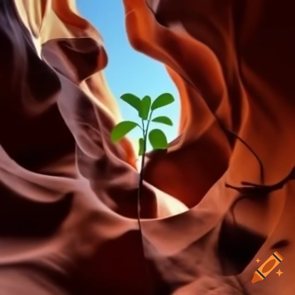 Plant growing in a canyon environment