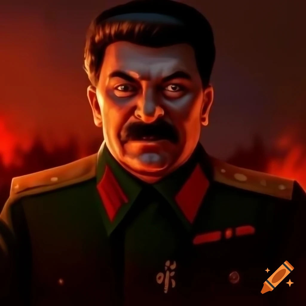 Stalin depicted in a hellish scene