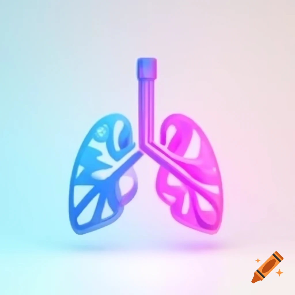 Modern 3D respiratory logo on white background with neon elements