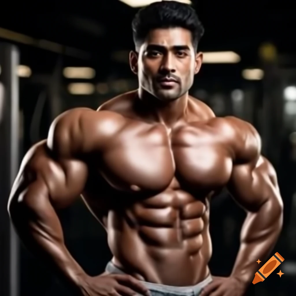 Cute muscular South Asian man posing