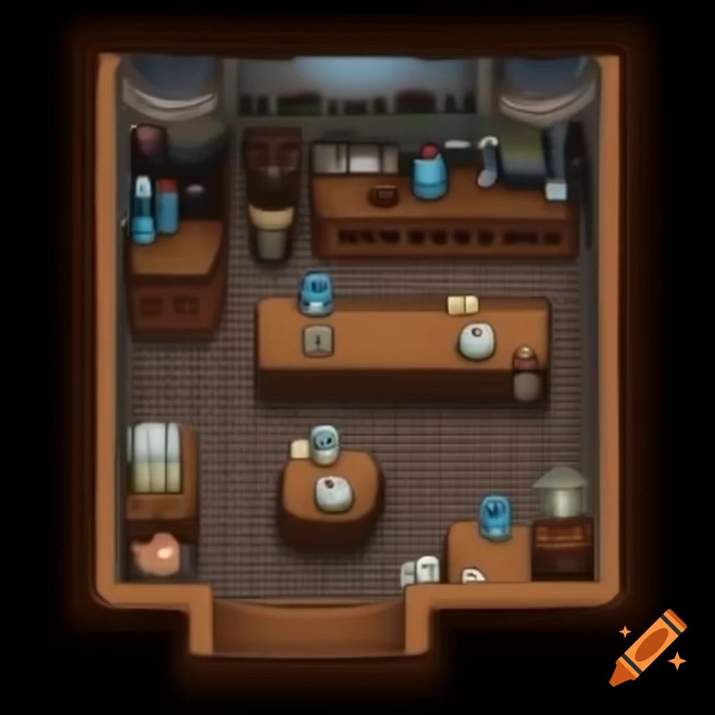 Overhead view of cozy coffee shop with Game Boy Advance