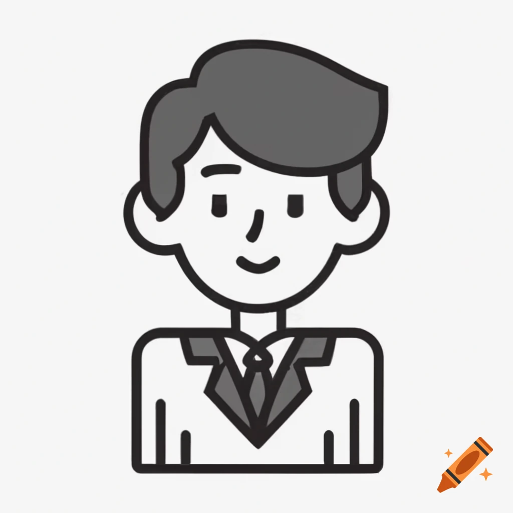Black and white drawing of italian male student avatar on craiyon