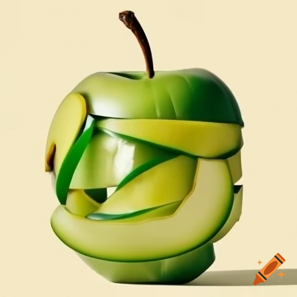 Deconstructivism art featuring green apple and jalapeno