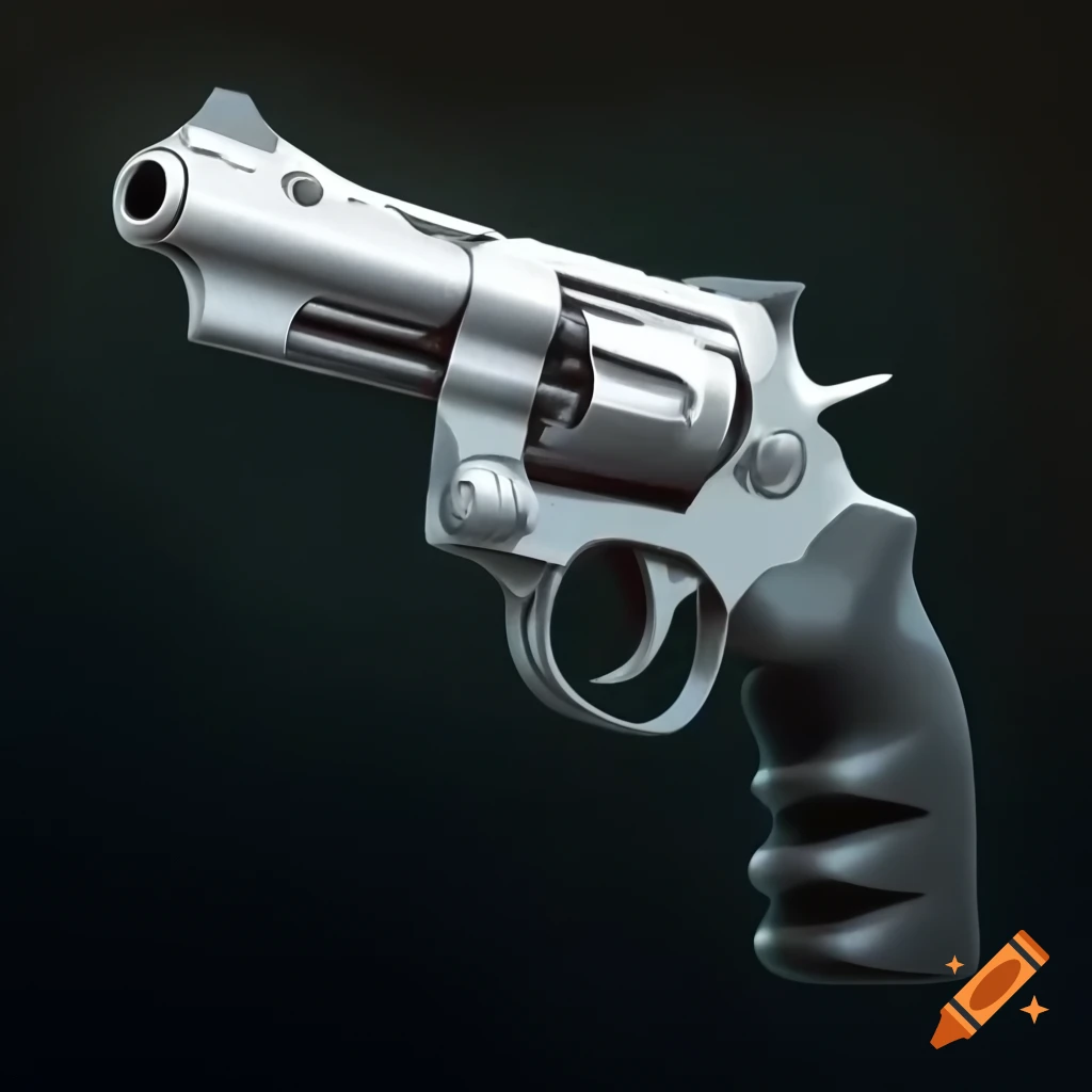 White revolver featuring black Lovecraftian details