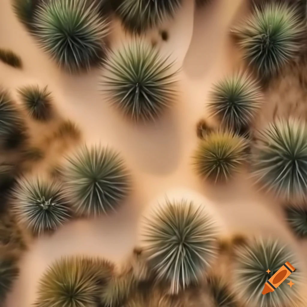 Top-down view of sandy paths through spiky vegetation, high quality