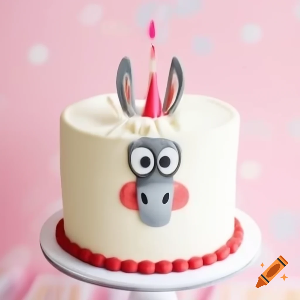 Colorful donkey birthday cake design