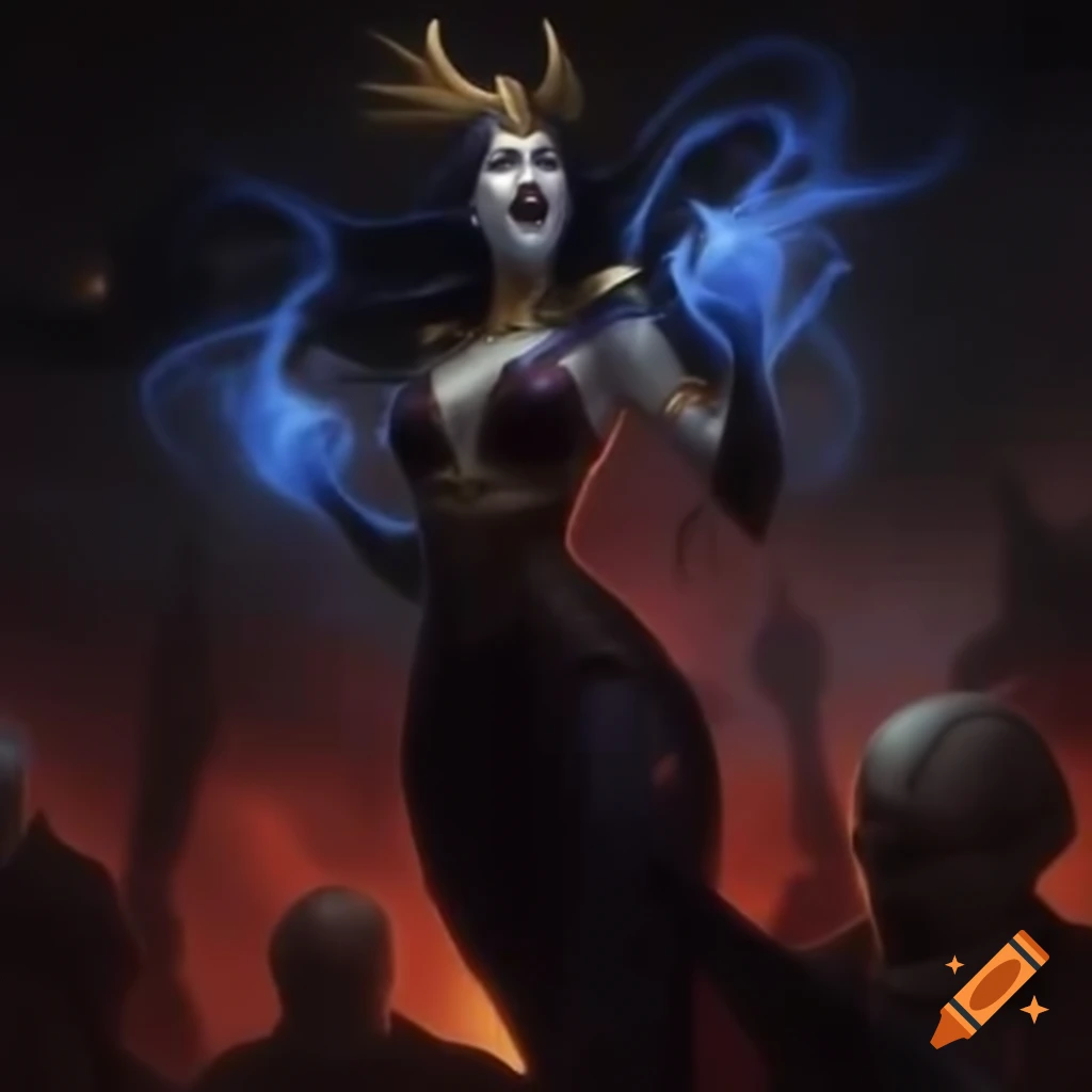 Alien Vampire Zarkothian Goddess Queen Adelline in a battle with psychic energy and cosmic forces