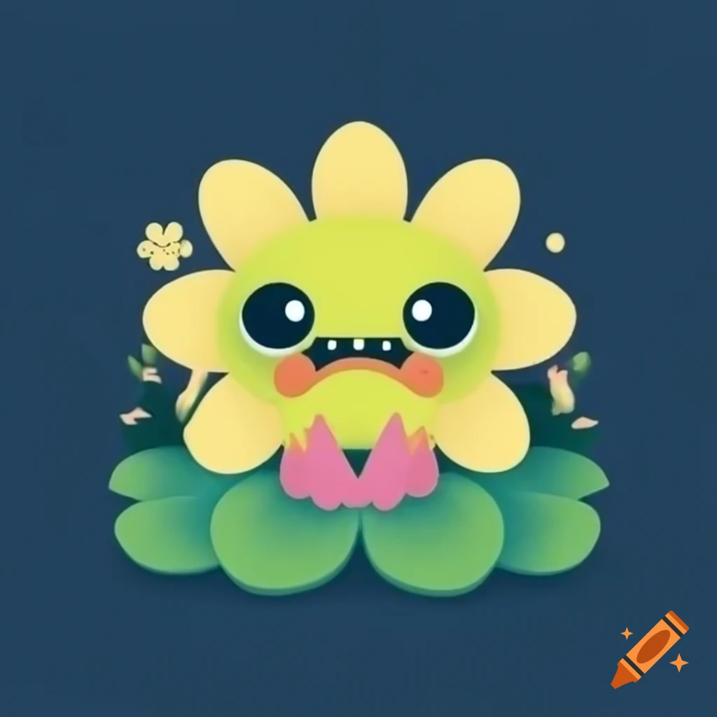 A whimsical flower monster illustration