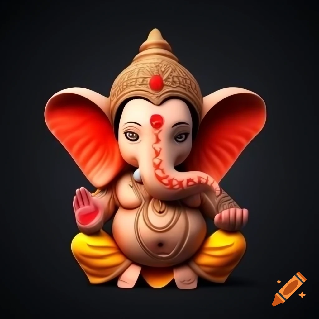 3D depiction of Ganesha with an appealing background