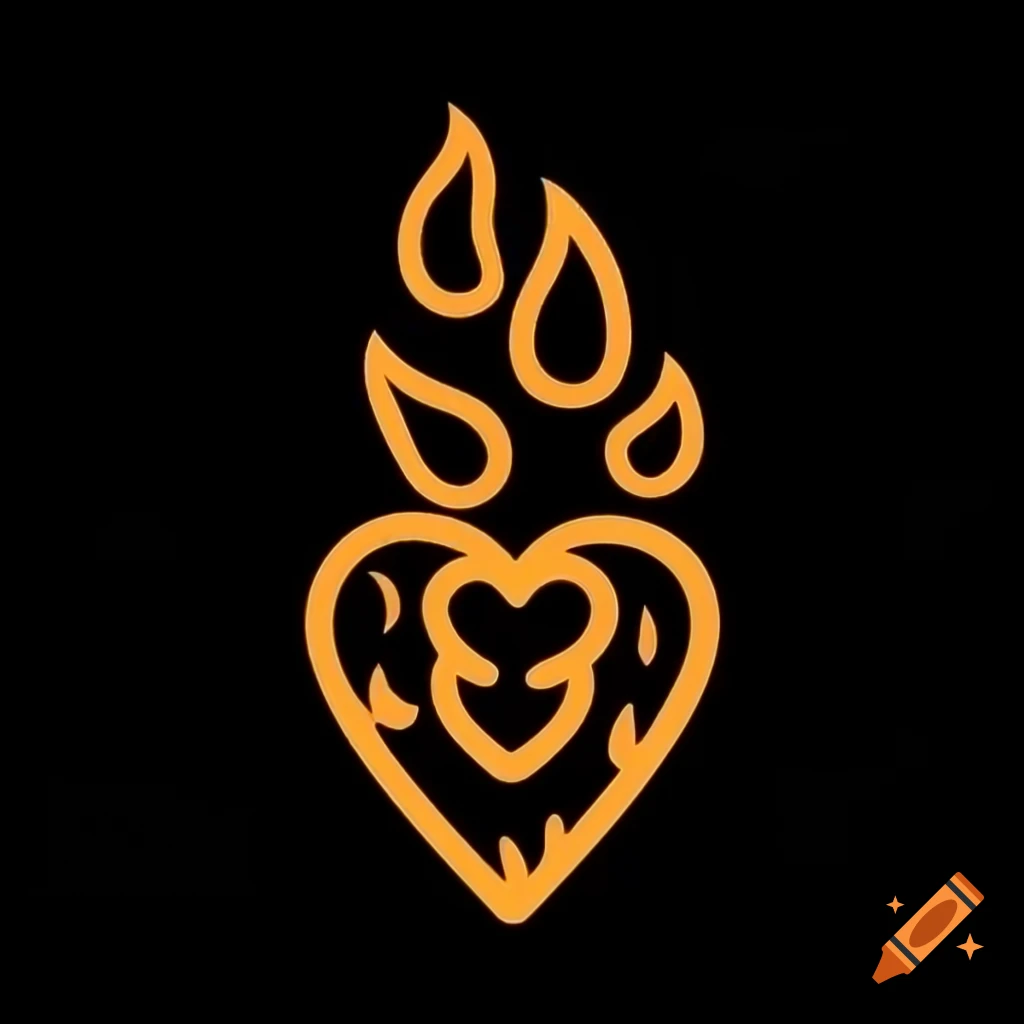 Heart symbol with a burning flame inside