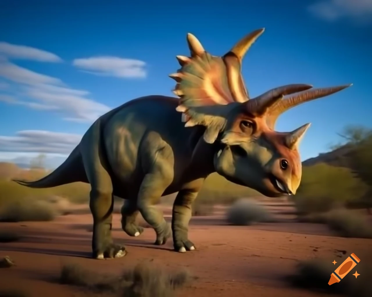 Protoceratops in Arizona desert environment