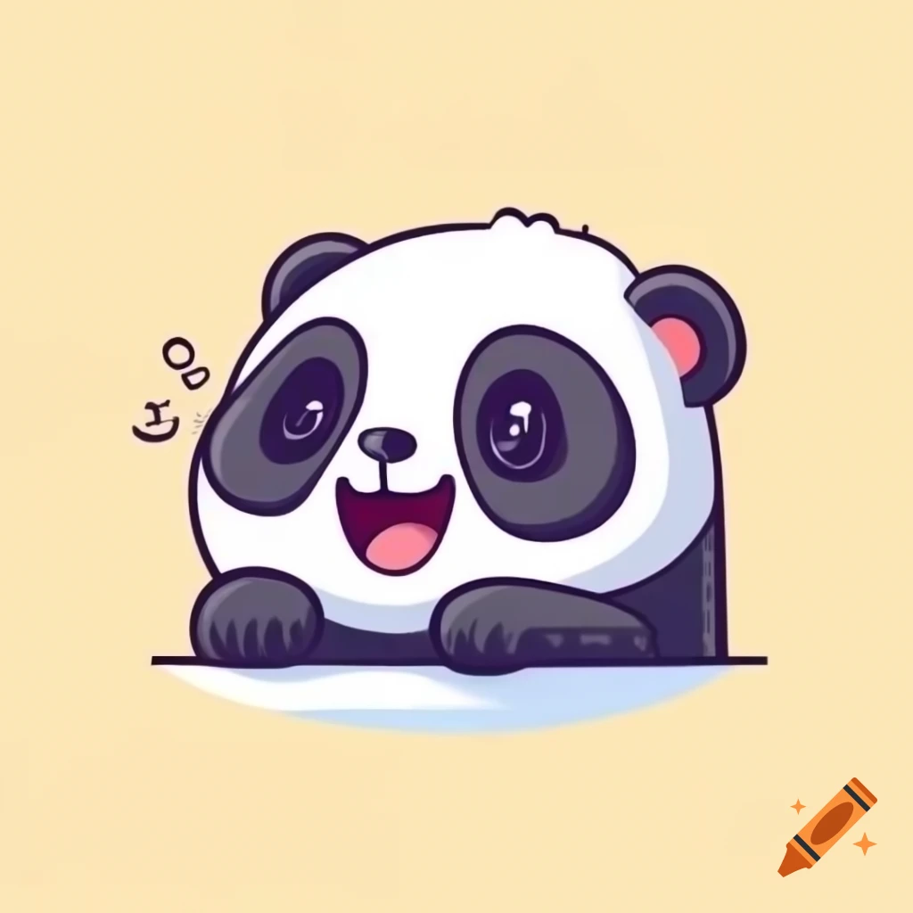 Anime panda smiling with poking finger in cartoon style