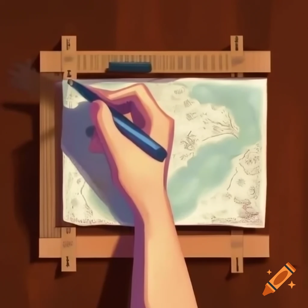 Hand pushing away ruler and map