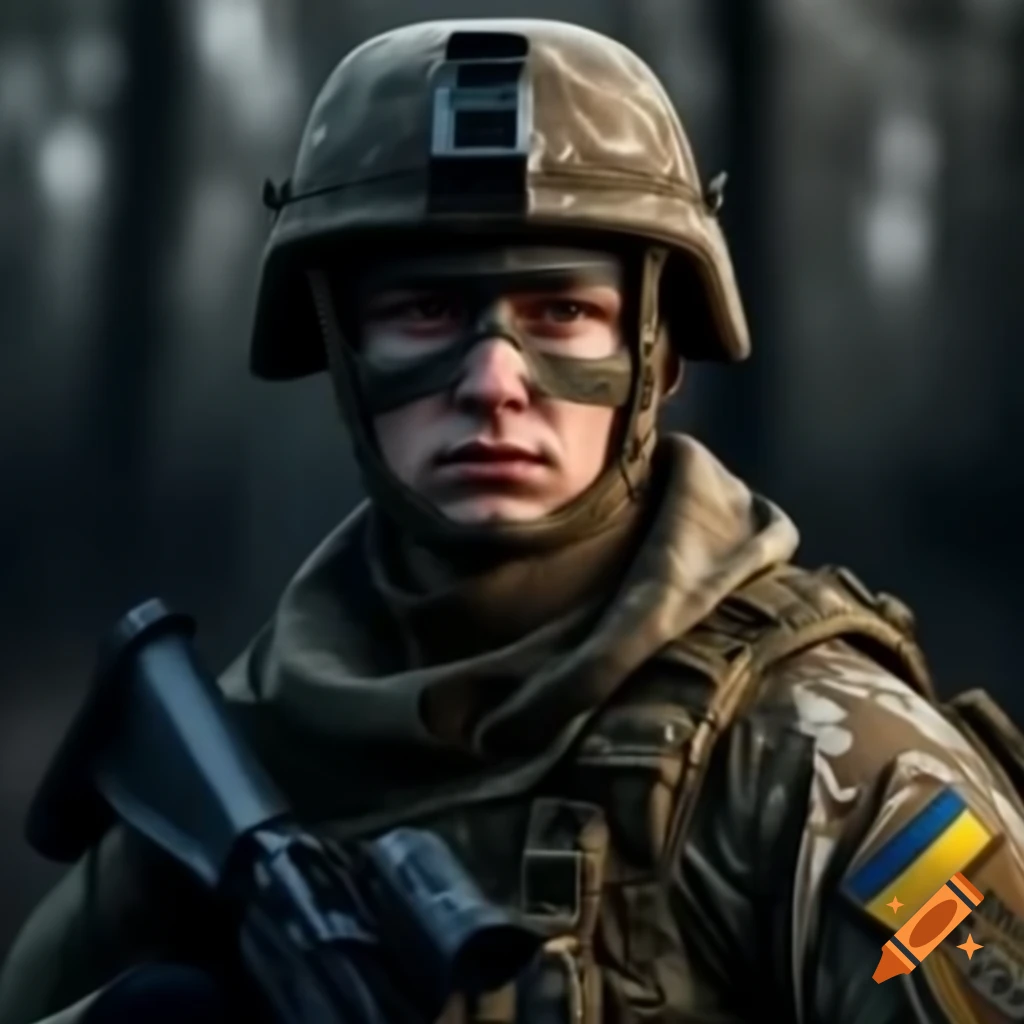 Brave Ukrainian soldier in uniform