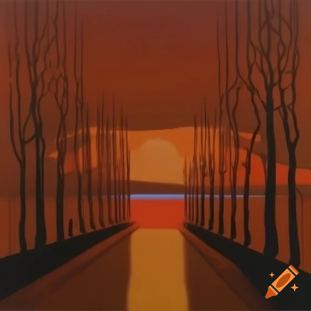 Abstract autumnal record cover inspired by Rene Magritte