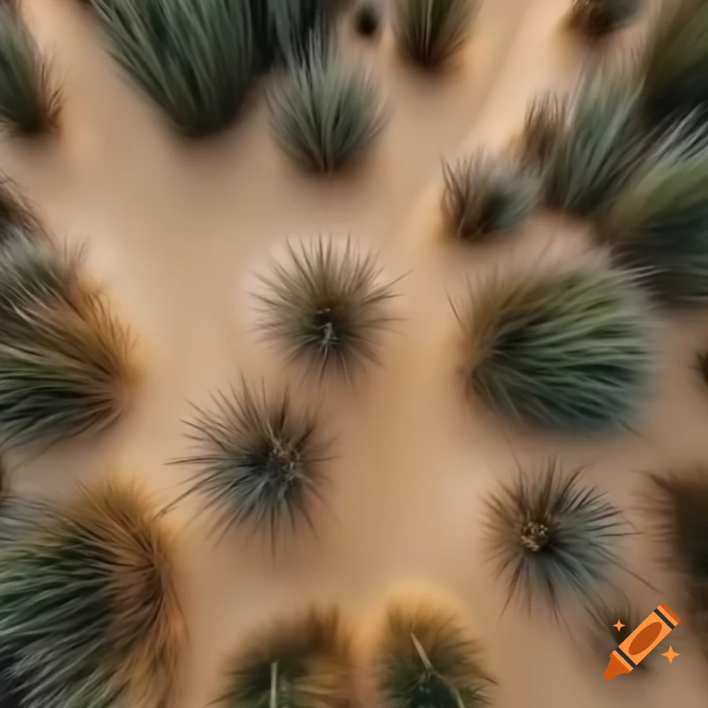 Top-down view of sandy paths through spiky vegetation, high quality