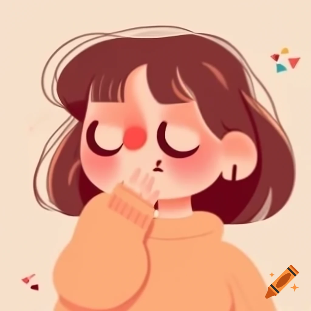 Cute stylized girl with warm expression in pastel colors inspired by Puuung