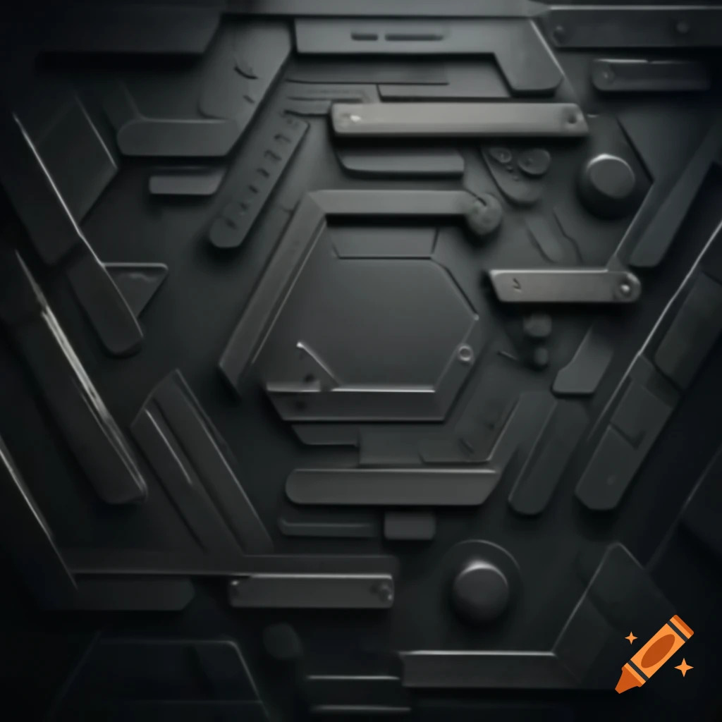 Top view of textured sci-fi floor tile, cinematic and realistic design