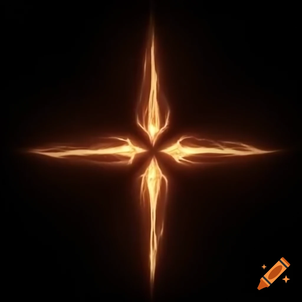 Glowing symbol illuminated against a black background