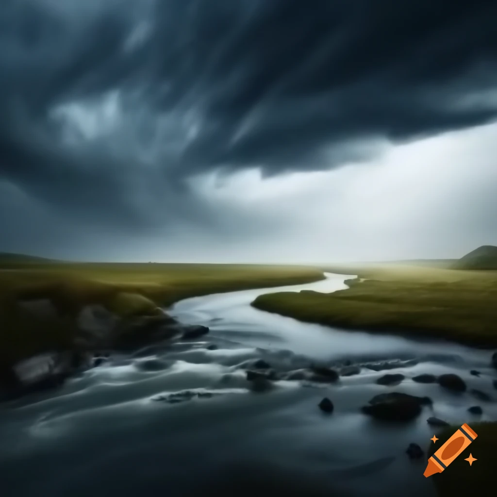 Stormy river streams dispersing