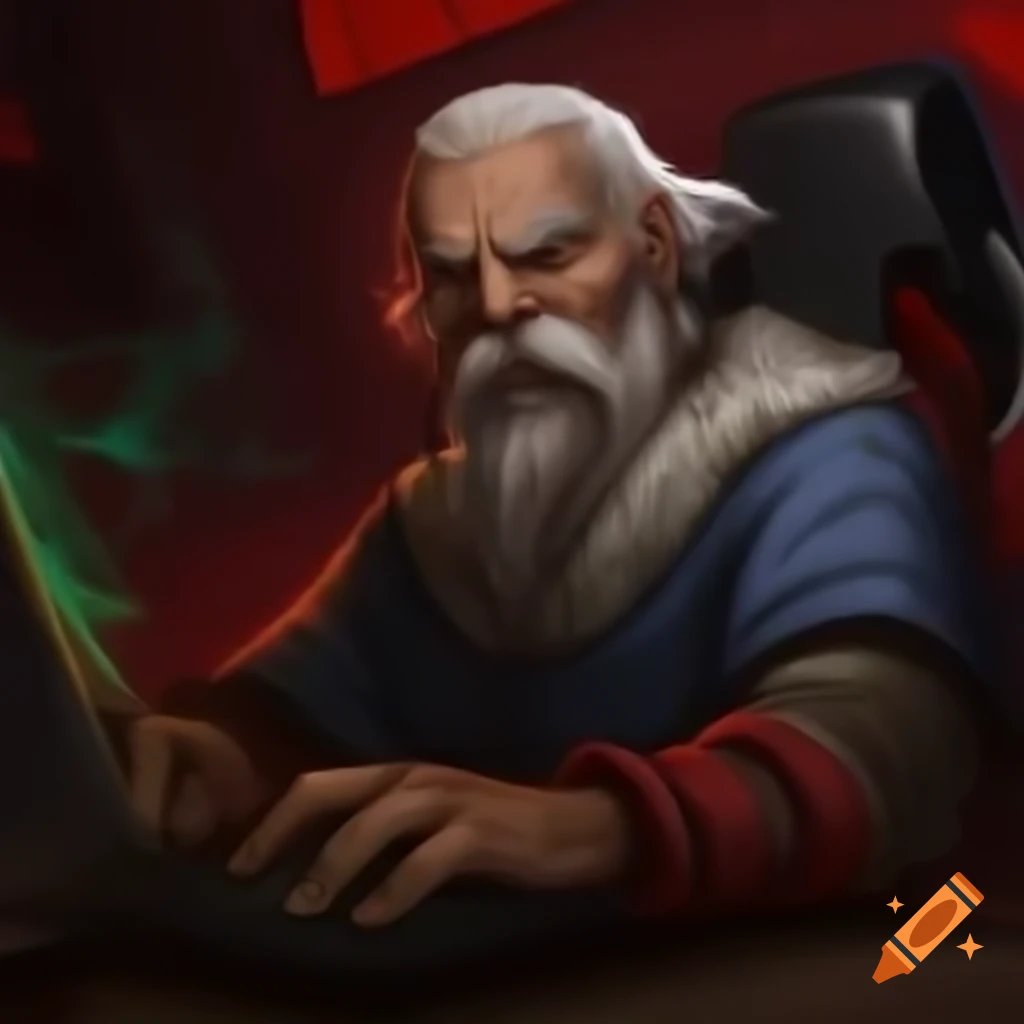 Cool elderly man gaming enthusiast