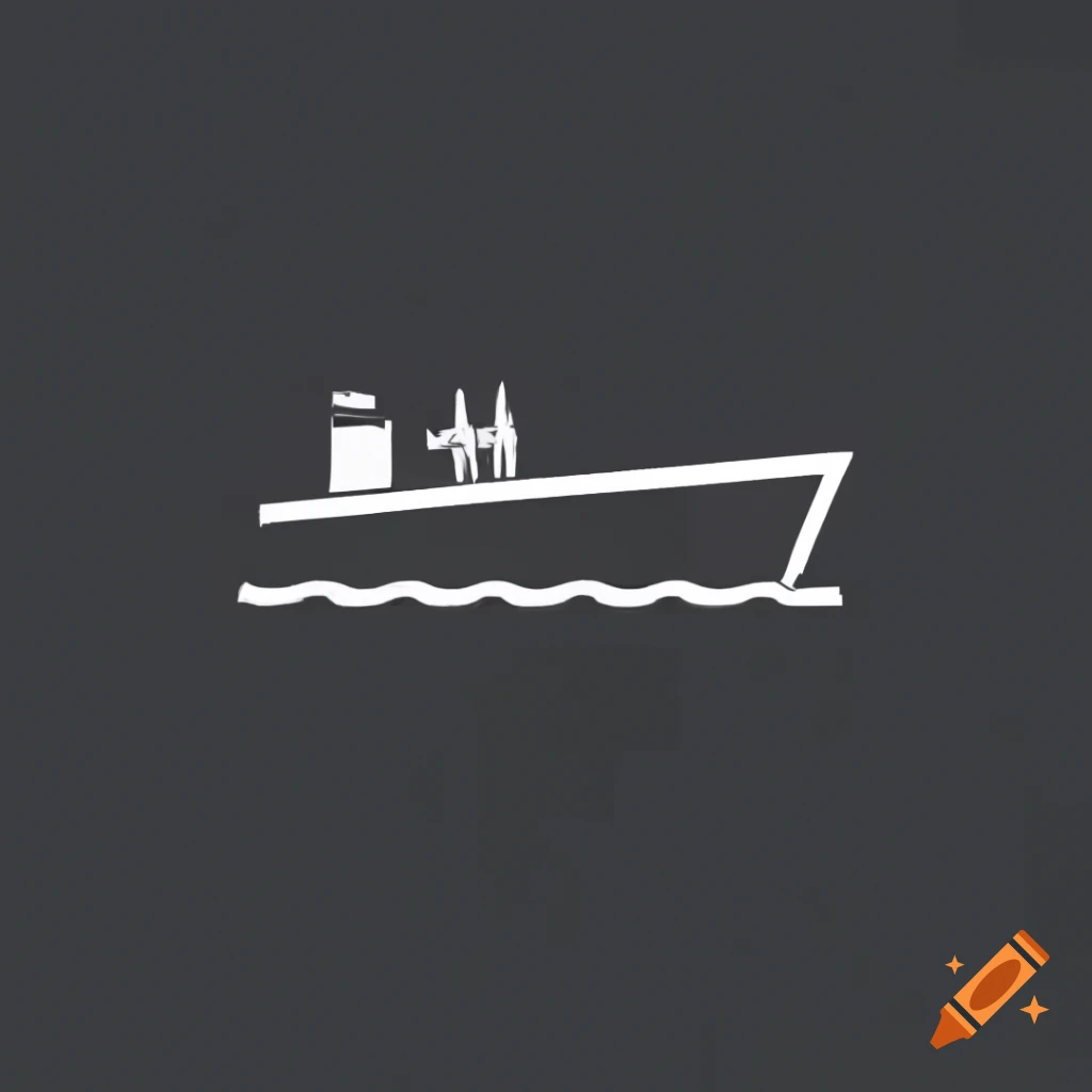 Black line drawing of oil tanker appearing to pop out from page