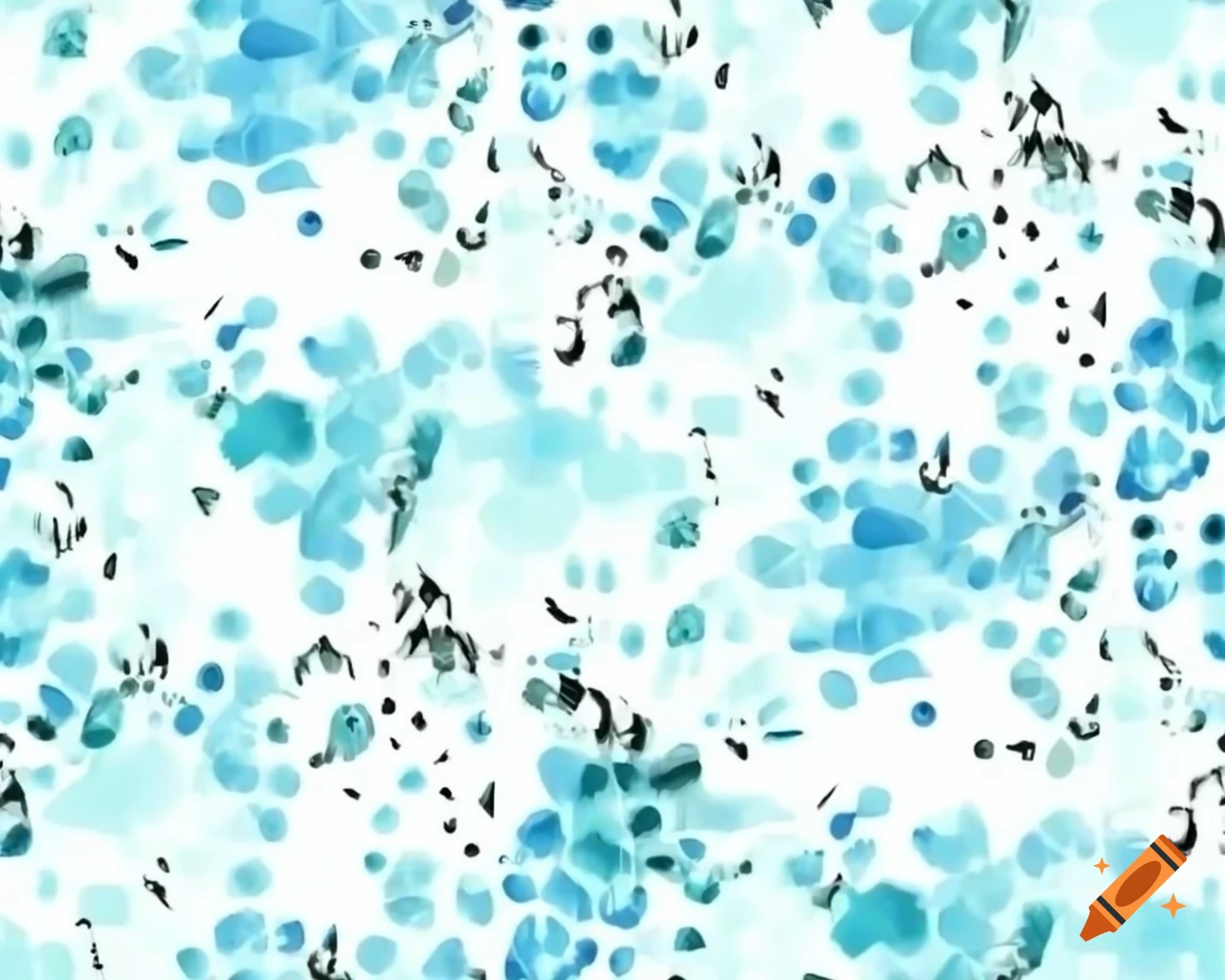 Watercolor stream in aqua blue and teal on plain background, storybook style