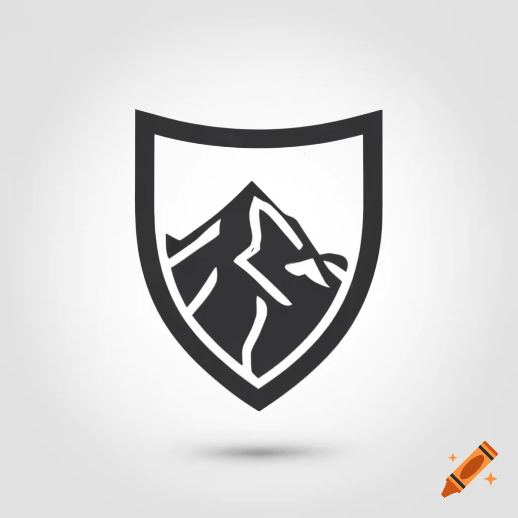 Mountain peak featuring a shield embedded in the rock