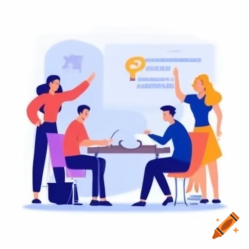 Illustration of a team discussing and acknowledging problems