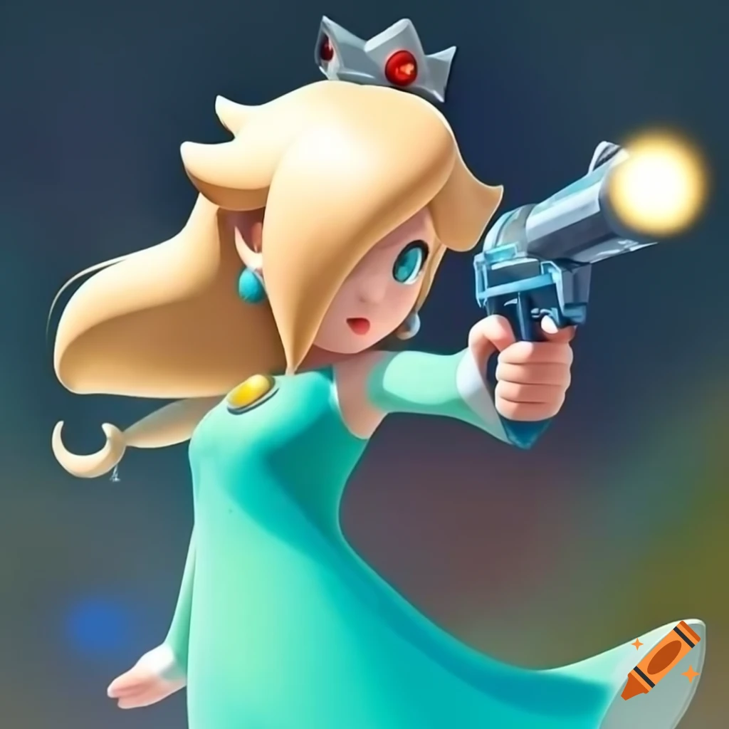 Rosalina character holding a large gun