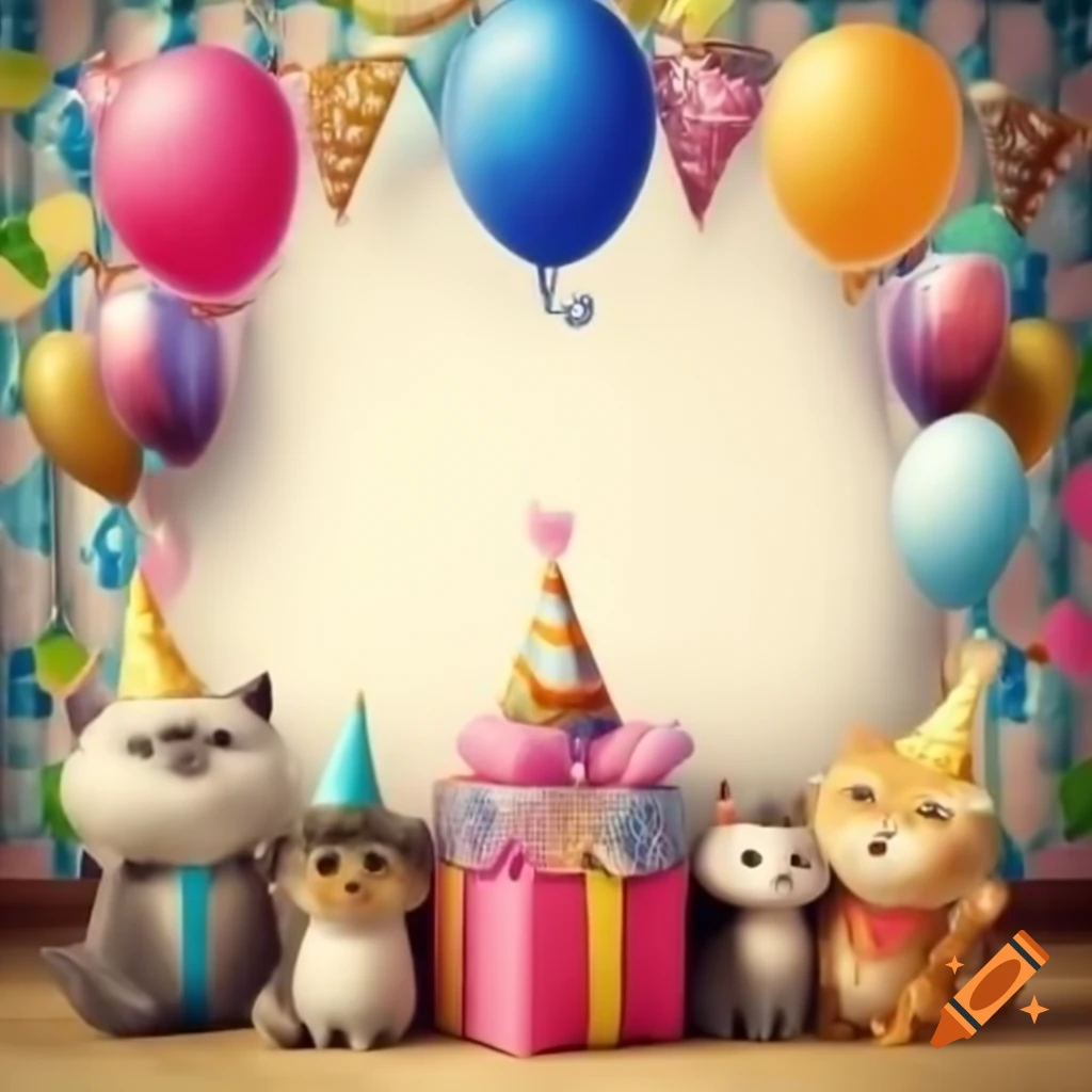 Birthday background with balloons, presents, and cats in party hats, Feliz 27 cumpleaños banner